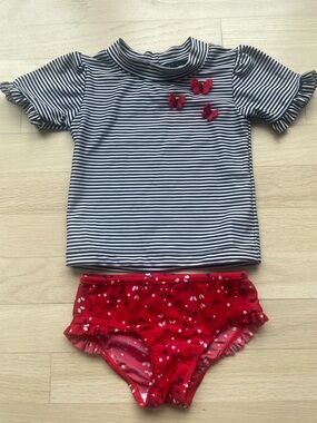 Carter’s Navy Stripe Rashguard Set with Butterfly Detail